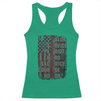 Veterans Valor Service Patriot Hero Sacrifice Courage Honor Racerback Tank Top American Flag - Wonder Print Shop