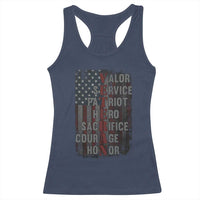 Veterans Valor Service Patriot Hero Sacrifice Courage Honor Racerback Tank Top American Flag - Wonder Print Shop