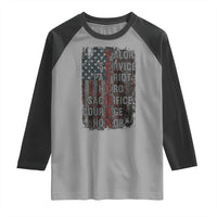 Veterans Valor Service Patriot Hero Sacrifice Courage Honor Raglan Shirt American Flag - Wonder Print Shop