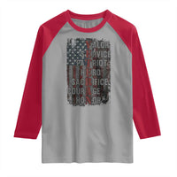 Veterans Valor Service Patriot Hero Sacrifice Courage Honor Raglan Shirt American Flag - Wonder Print Shop