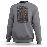 Veterans Valor Service Patriot Hero Sacrifice Courage Honor Sweatshirt American Flag - Wonder Print Shop