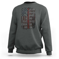 Veterans Valor Service Patriot Hero Sacrifice Courage Honor Sweatshirt American Flag - Wonder Print Shop