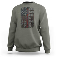 Veterans Valor Service Patriot Hero Sacrifice Courage Honor Sweatshirt American Flag - Wonder Print Shop