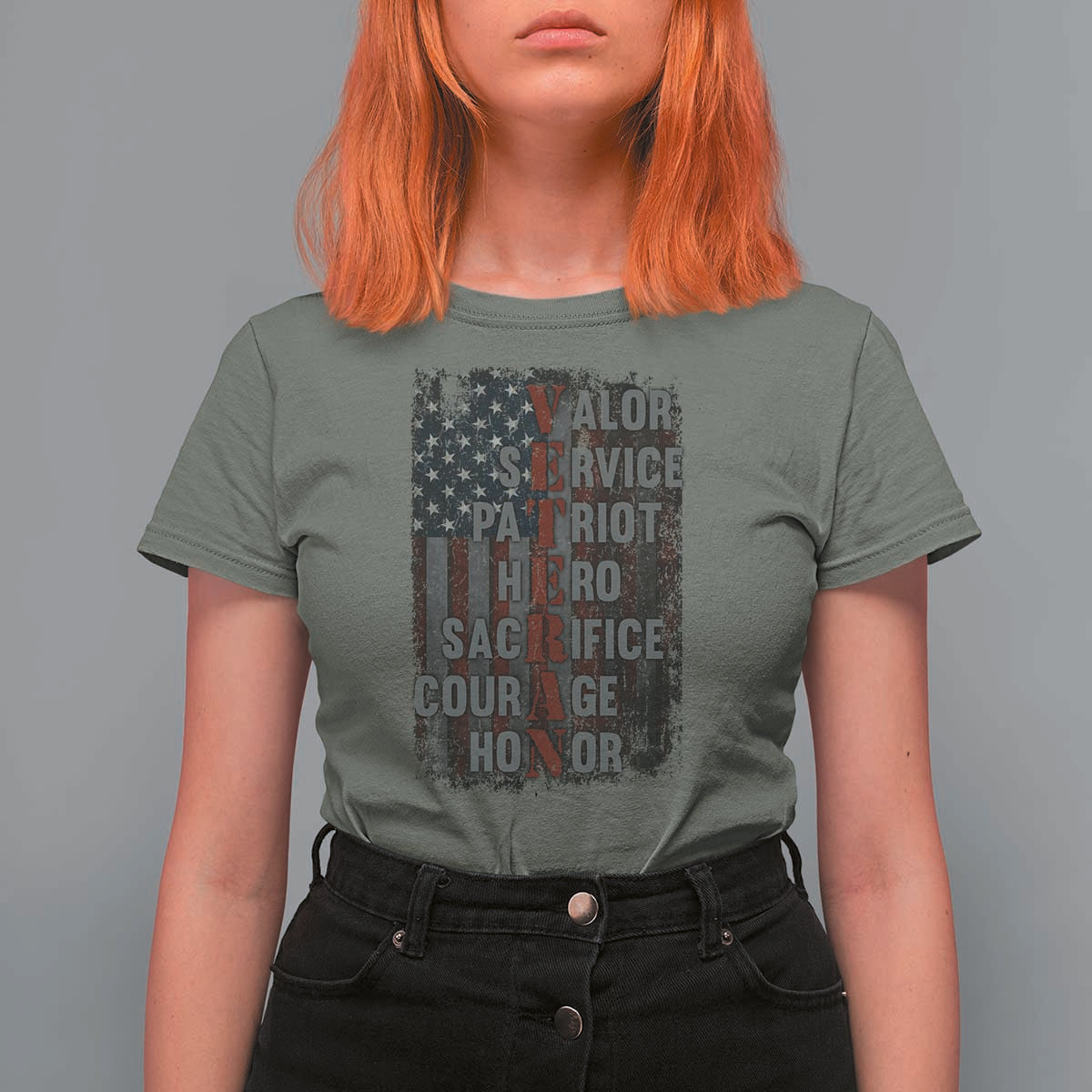 Veterans Valor Service Patriot Hero Sacrifice Courage Honor T Shirt For Women American Flag - Wonder Print Shop