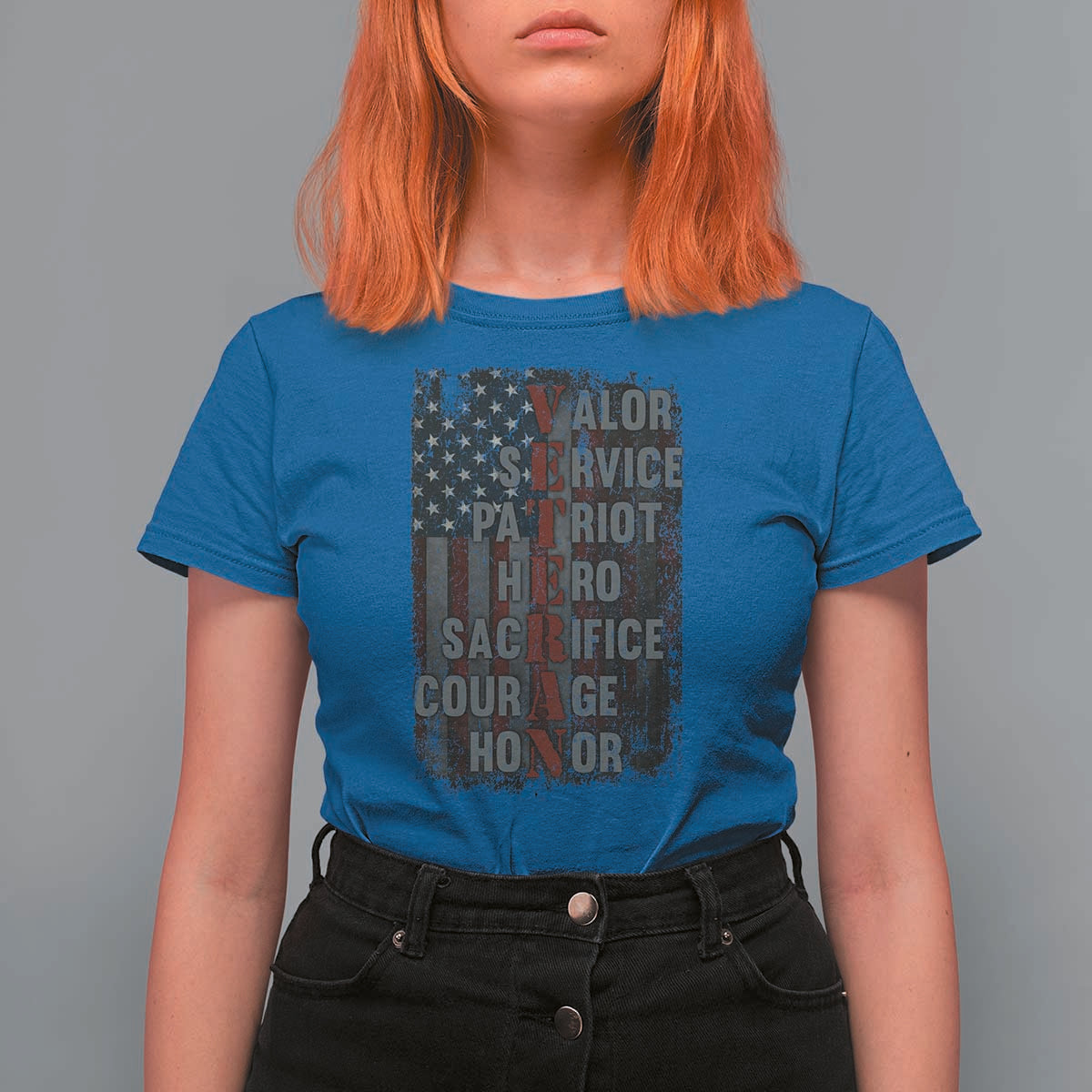 Veterans Valor Service Patriot Hero Sacrifice Courage Honor T Shirt For Women American Flag - Wonder Print Shop