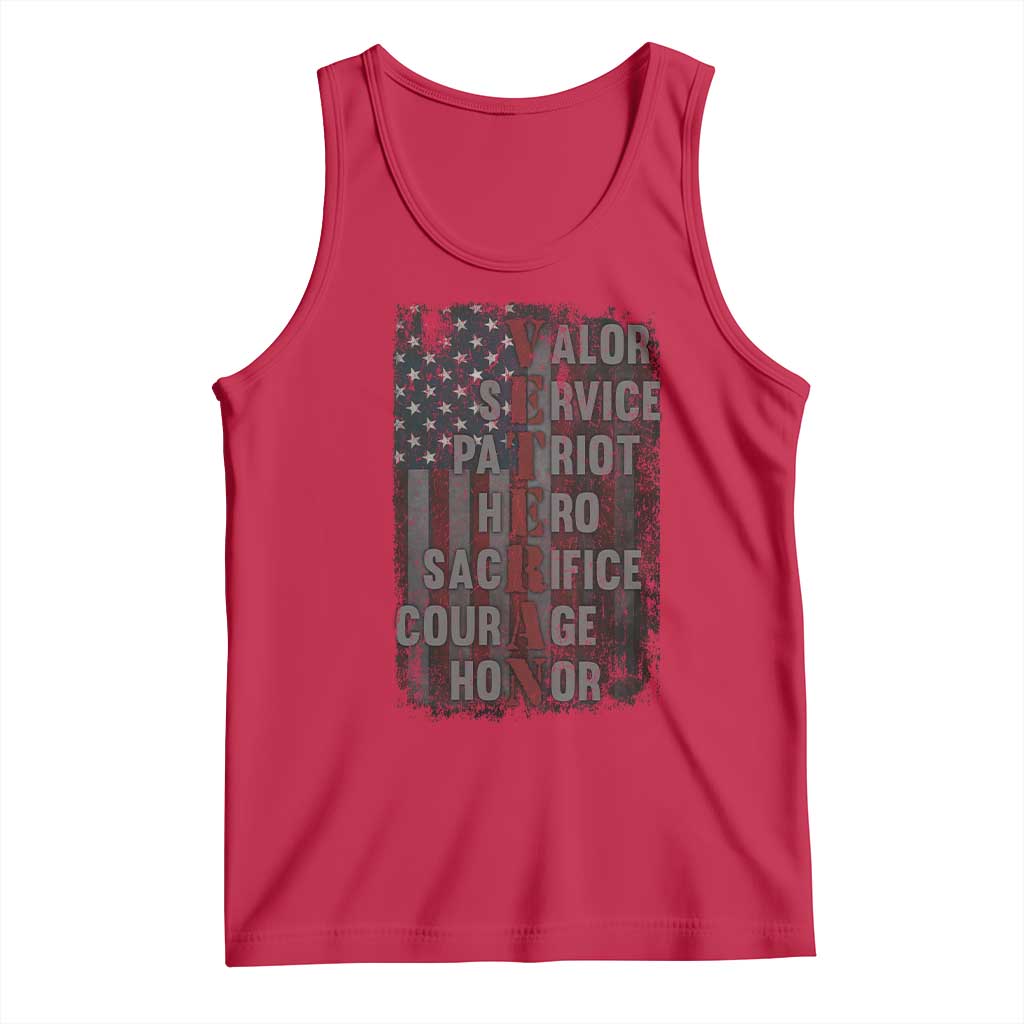 Veterans Valor Service Patriot Hero Sacrifice Courage Honor Tank Top American Flag - Wonder Print Shop