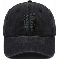 Veterans Valor Service Patriot Hero Sacrifice Courage Honor Washed Cotton Baseball Cap American Flag