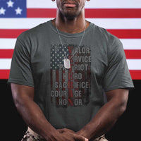 Veterans Valor Service Patriot Hero Sacrifice Courage Honor T Shirt American Flag - Wonder Print Shop
