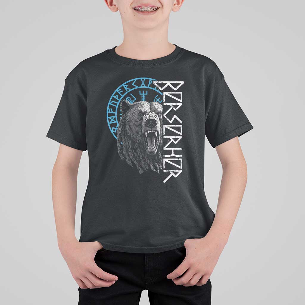 Viking Berserker Bear Warrior Odin Runes Nordic Compass T Shirt For Kid - Wonder Print Shop