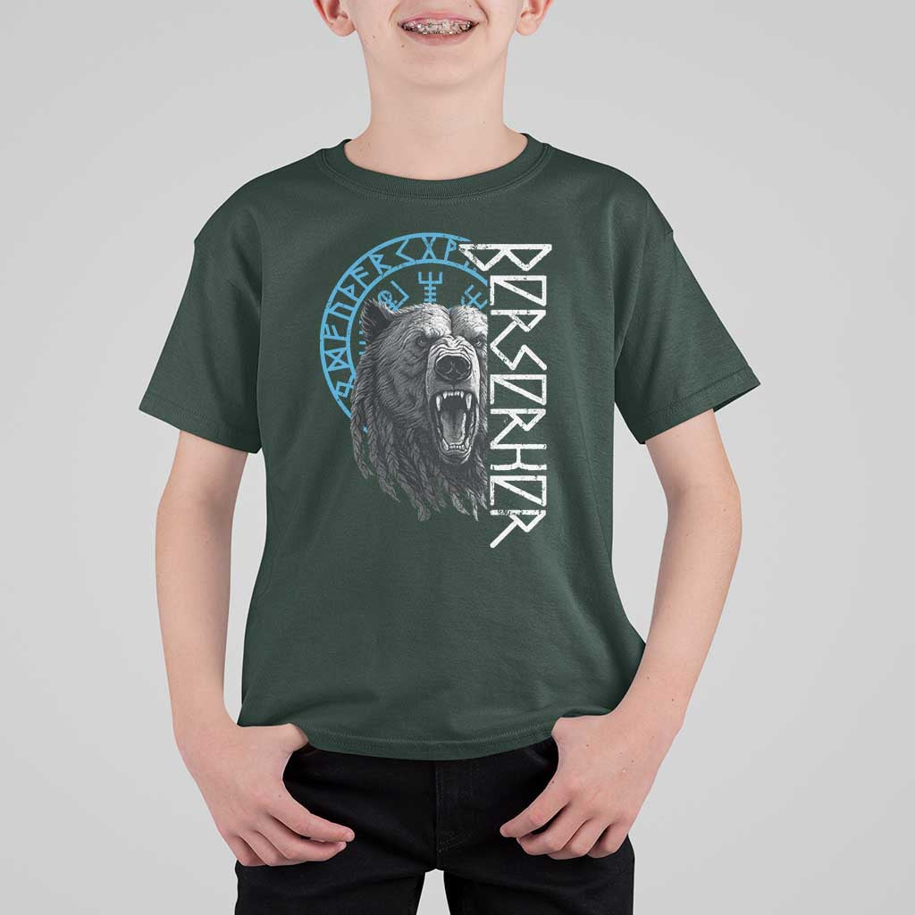 Viking Berserker Bear Warrior Odin Runes Nordic Compass T Shirt For Kid - Wonder Print Shop