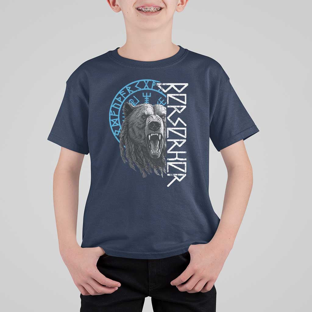 Viking Berserker Bear Warrior Odin Runes Nordic Compass T Shirt For Kid - Wonder Print Shop