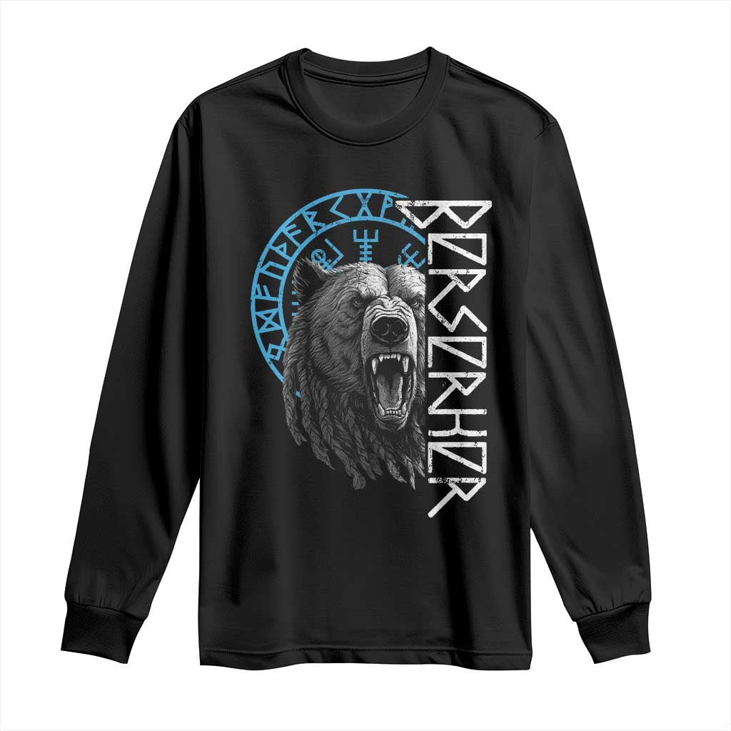 Viking Berserker Bear Warrior Odin Runes Nordic Compass Long Sleeve Shirt - Wonder Print Shop