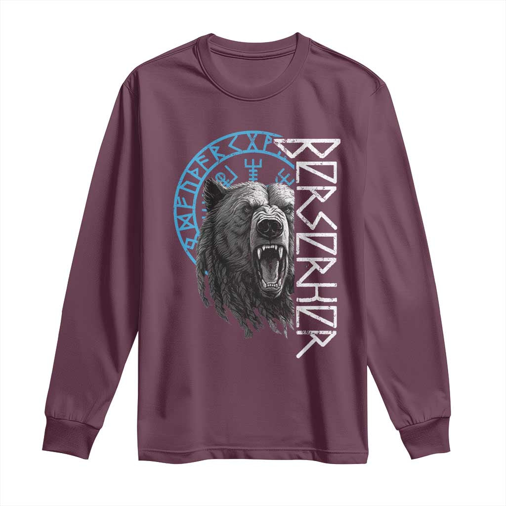 Viking Berserker Bear Warrior Odin Runes Nordic Compass Long Sleeve Shirt - Wonder Print Shop