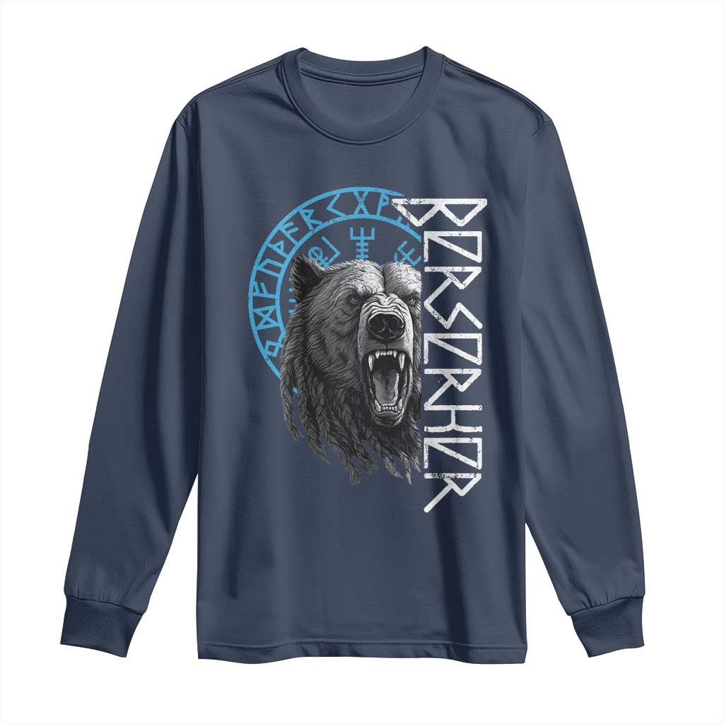 Viking Berserker Bear Warrior Odin Runes Nordic Compass Long Sleeve Shirt - Wonder Print Shop