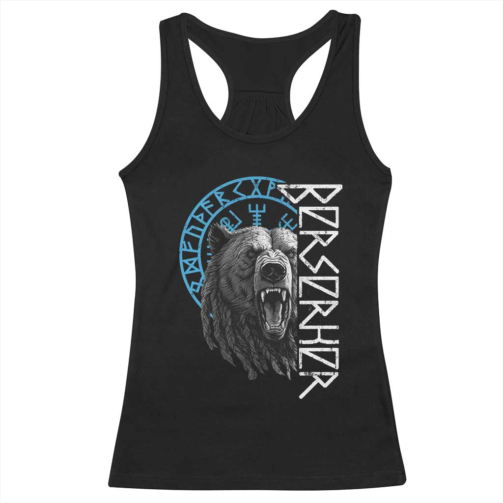 Viking Berserker Bear Warrior Odin Runes Nordic Compass Racerback Tank Top - Wonder Print Shop