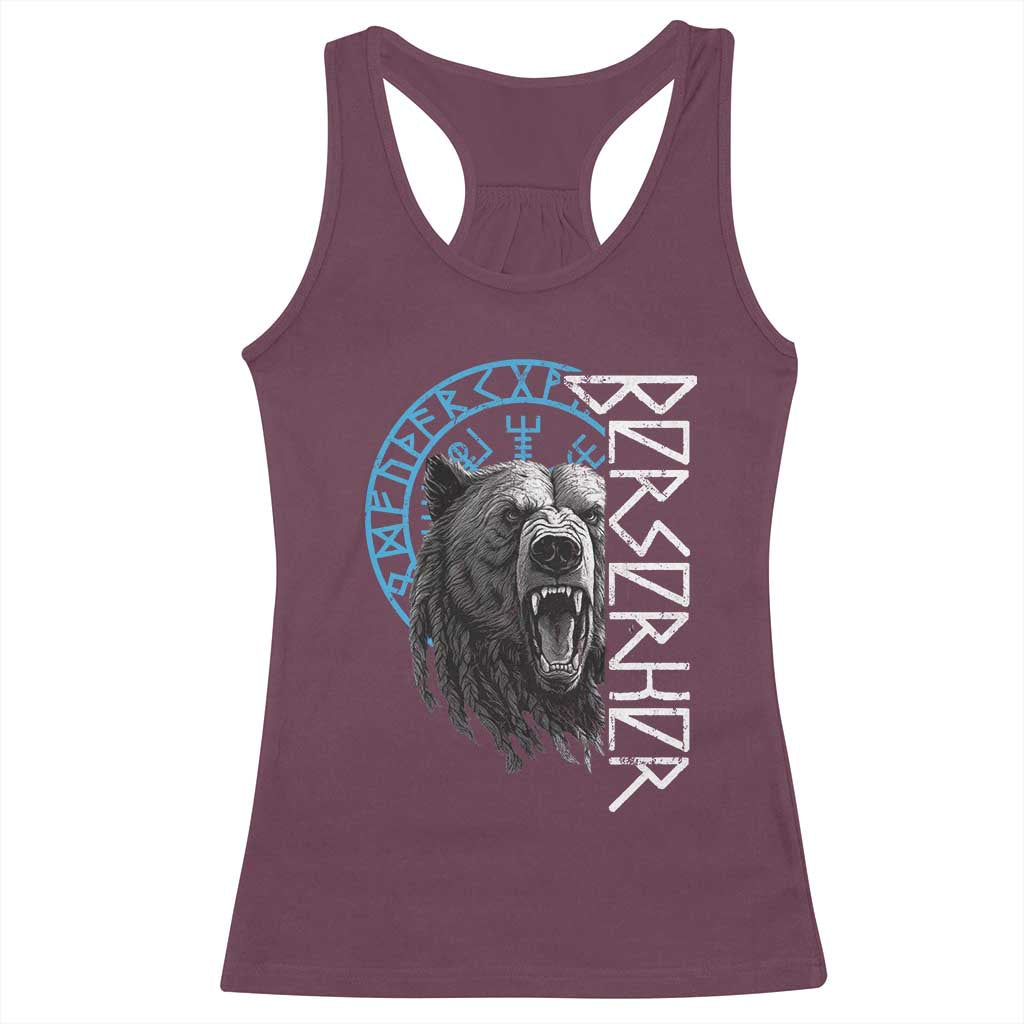Viking Berserker Bear Warrior Odin Runes Nordic Compass Racerback Tank Top - Wonder Print Shop