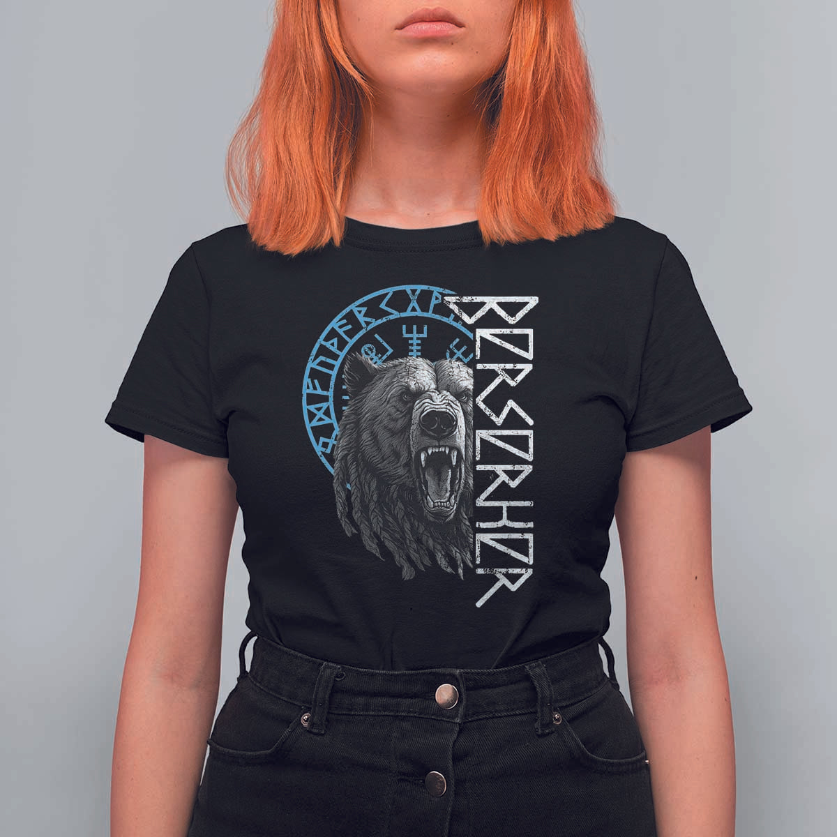 Viking Berserker Bear Warrior Odin Runes Nordic Compass T Shirt For Women - Wonder Print Shop