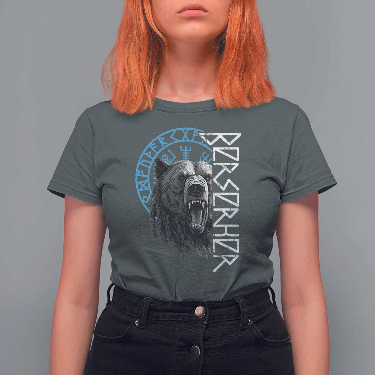 Viking Berserker Bear Warrior Odin Runes Nordic Compass T Shirt For Women - Wonder Print Shop