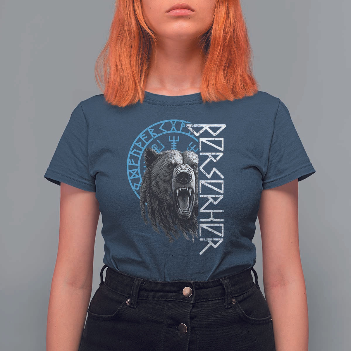 Viking Berserker Bear Warrior Odin Runes Nordic Compass T Shirt For Women - Wonder Print Shop