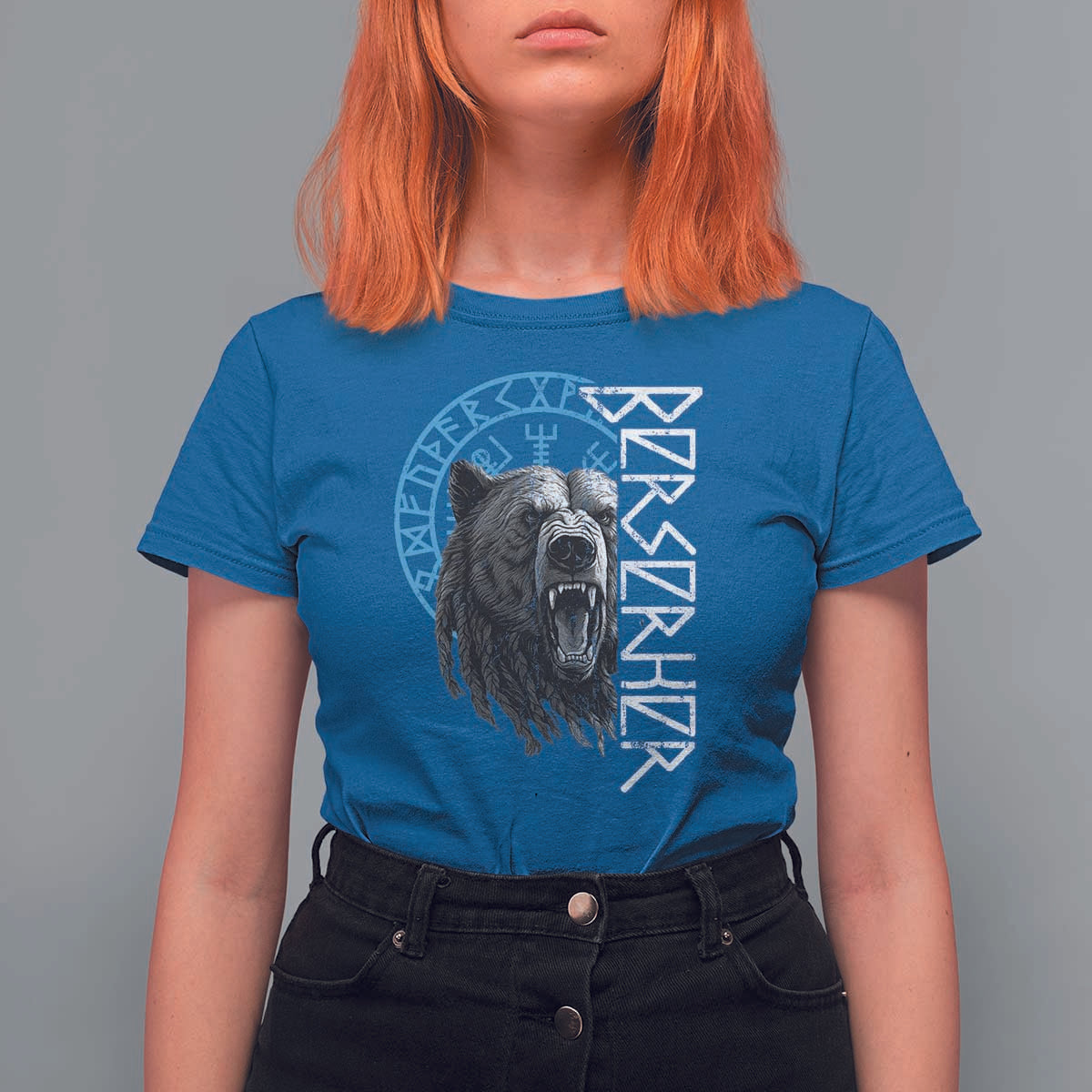 Viking Berserker Bear Warrior Odin Runes Nordic Compass T Shirt For Women - Wonder Print Shop
