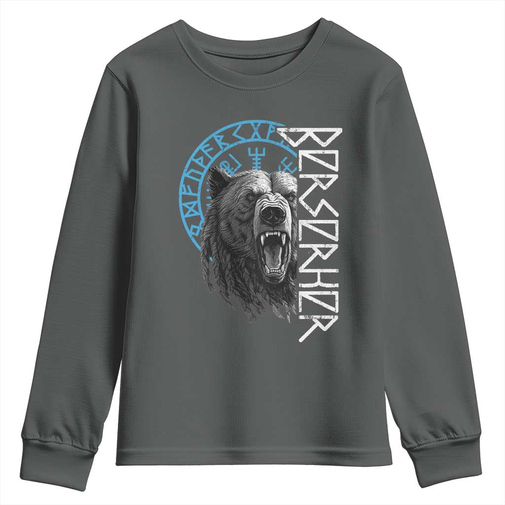 Viking Berserker Bear Warrior Odin Runes Nordic Compass Youth Sweatshirt - Wonder Print Shop