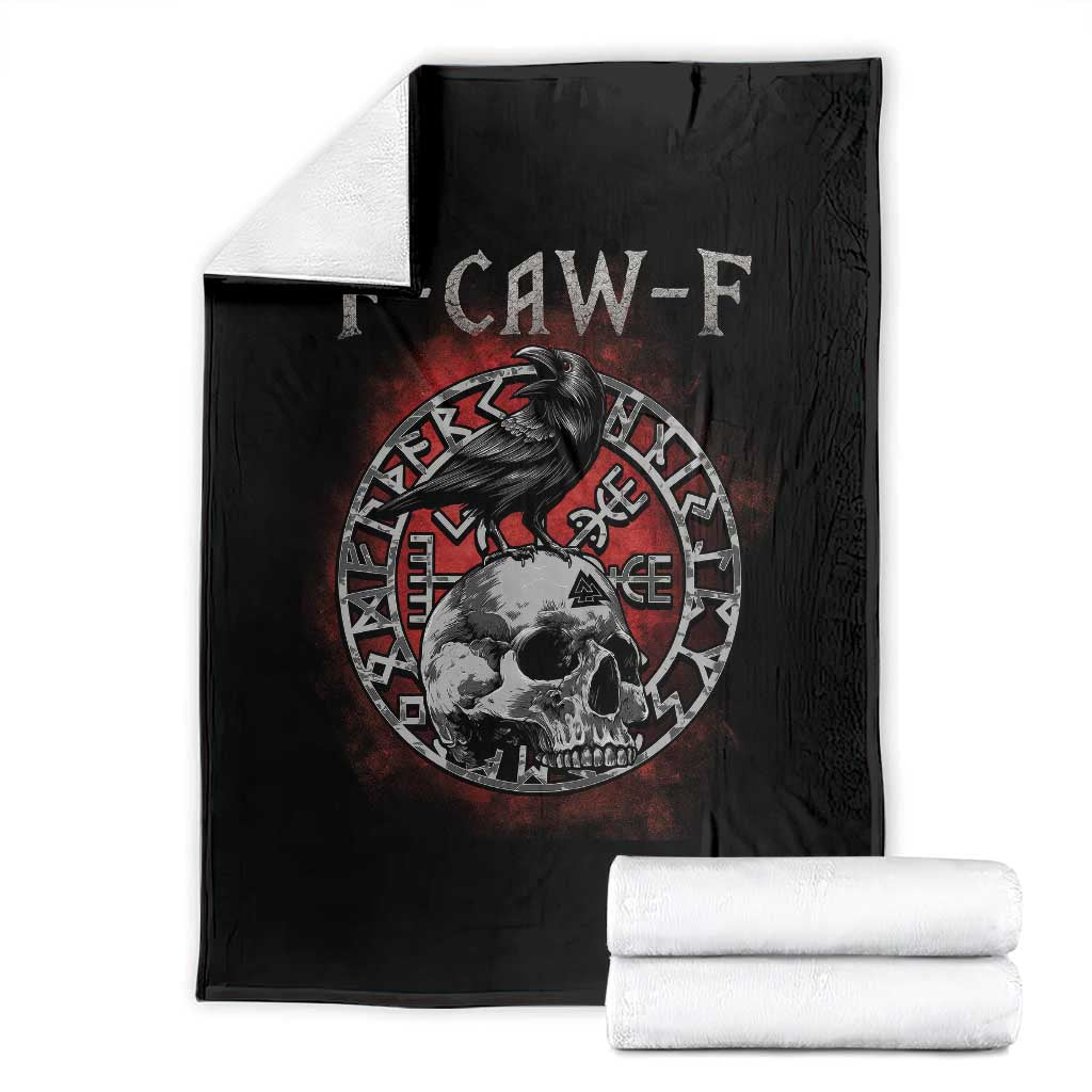 Funny F Caw F Viking Crow Throw Blanket Vegvisir Black Bird Gothic Skull Adult Humor - Wonder Print Shop
