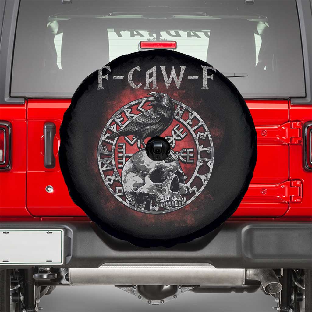 Funny F Caw F Viking Crow Spare Tire Cover Vegvisir Black Bird Gothic Skull Adult Humor - Wonder Print Shop