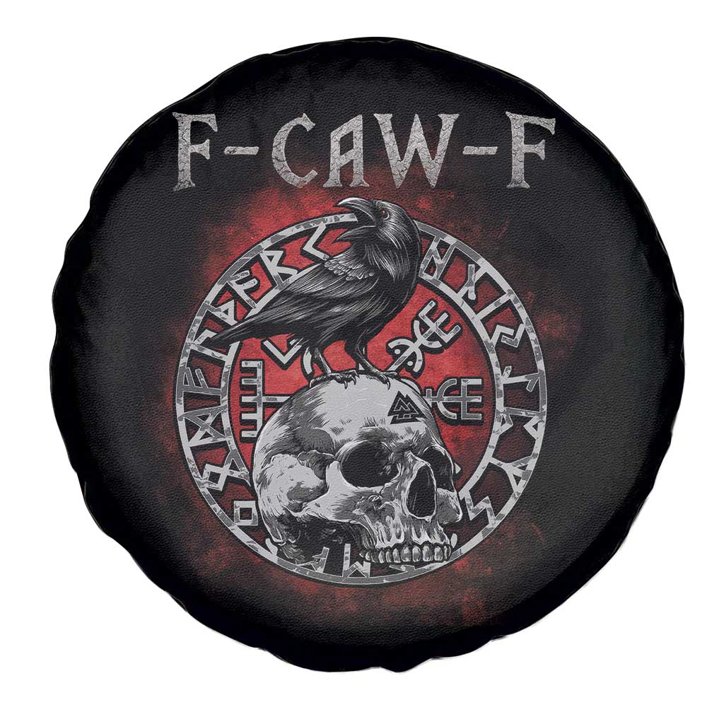 Funny F Caw F Viking Crow Spare Tire Cover Vegvisir Black Bird Gothic Skull Adult Humor - Wonder Print Shop