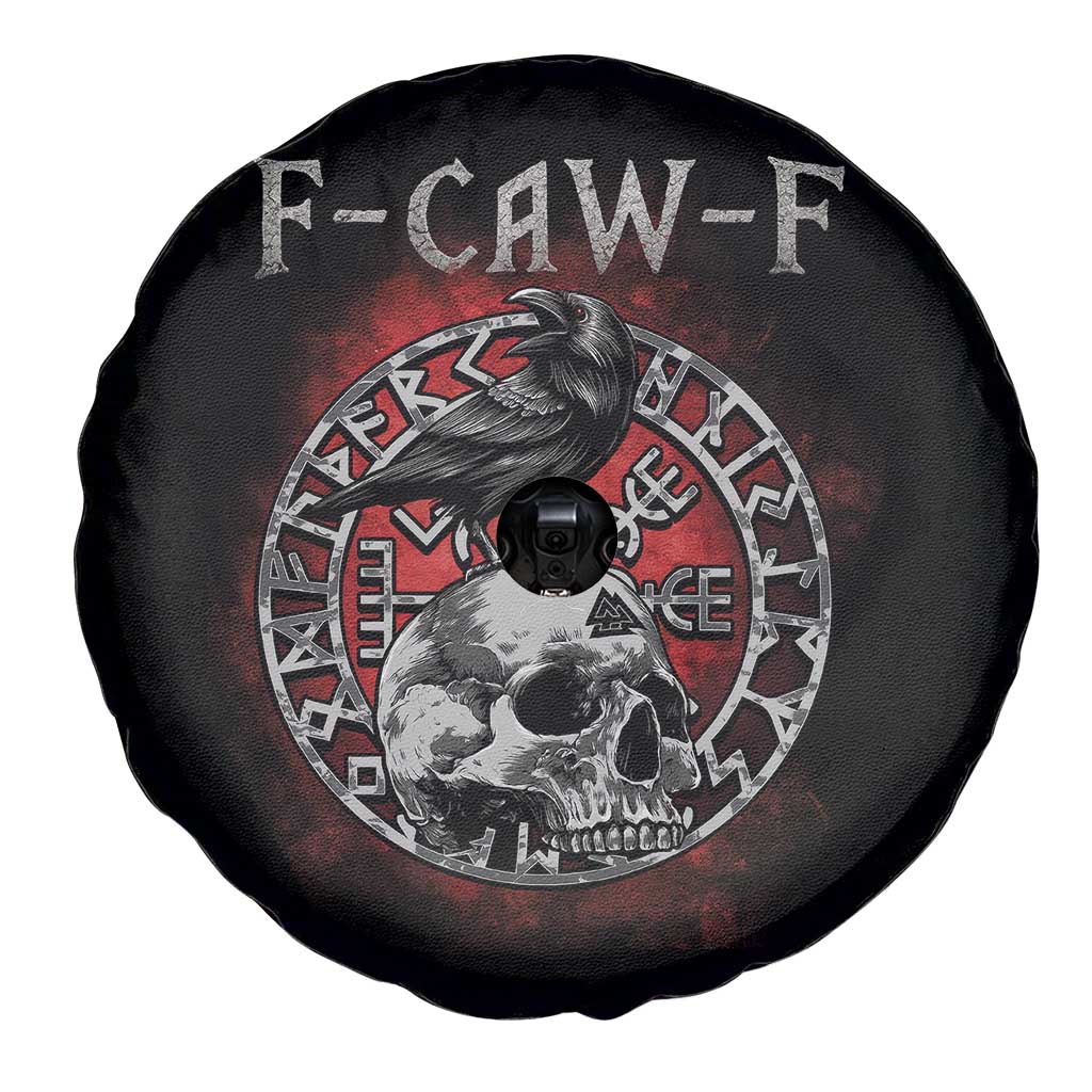 Funny F Caw F Viking Crow Spare Tire Cover Vegvisir Black Bird Gothic Skull Adult Humor - Wonder Print Shop