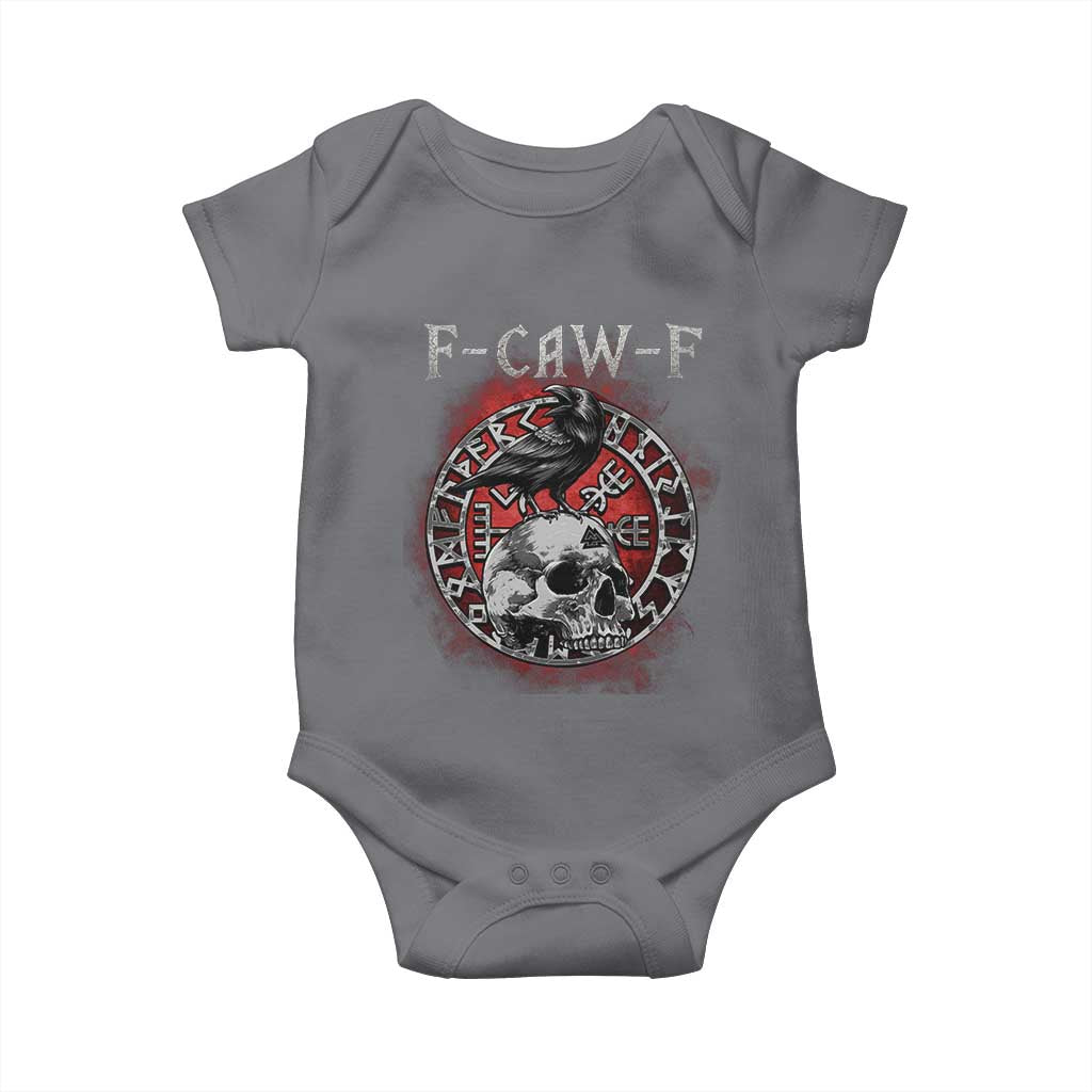 Funny F Caw F Viking Crow Baby Onesie Vegvisir Black Bird Gothic Skull Adult Humor - Wonder Print Shop