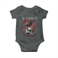 Funny F Caw F Viking Crow Baby Onesie Vegvisir Black Bird Gothic Skull Adult Humor - Wonder Print Shop