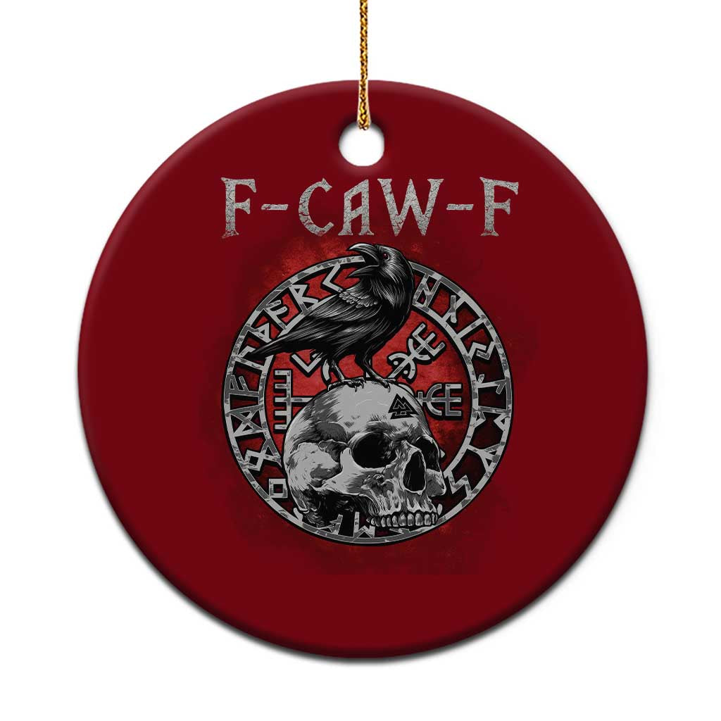 Funny F Caw F Viking Crow Ceramic Ornament Vegvisir Black Bird Gothic Skull Adult Humor - Wonder Print Shop
