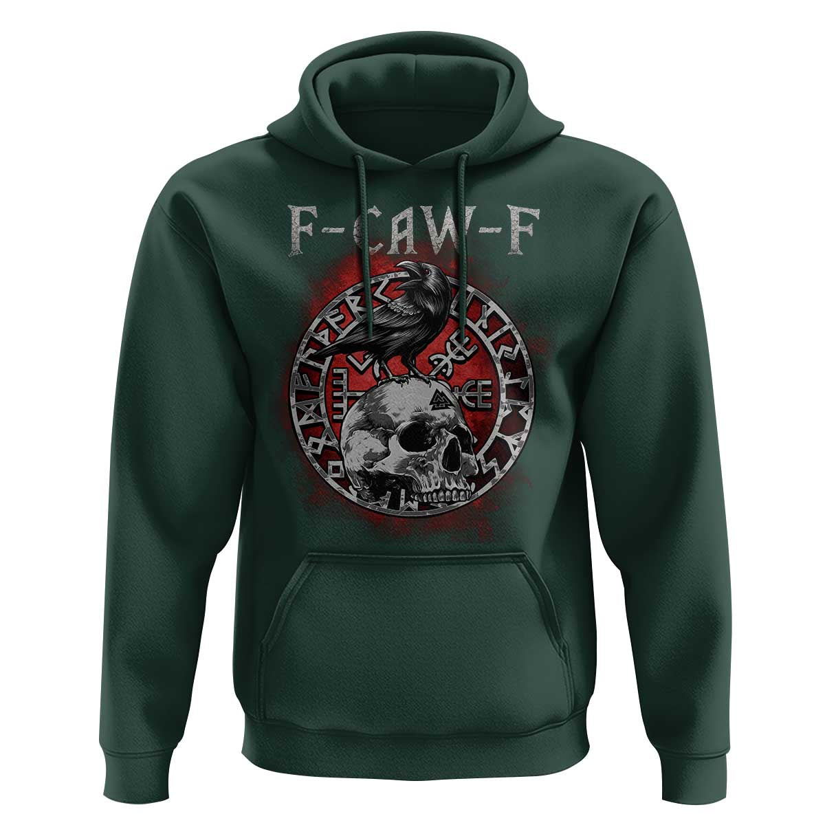 Funny F Caw F Viking Crow Hoodie Vegvisir Black Bird Gothic Skull Adult Humor - Wonder Print Shop