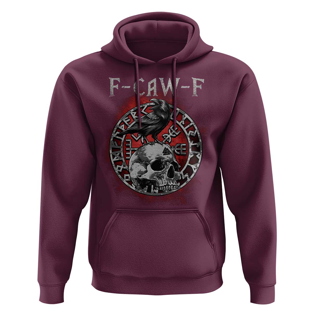 Funny F Caw F Viking Crow Hoodie Vegvisir Black Bird Gothic Skull Adult Humor - Wonder Print Shop