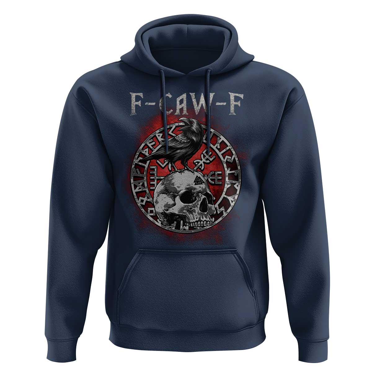 Funny F Caw F Viking Crow Hoodie Vegvisir Black Bird Gothic Skull Adult Humor - Wonder Print Shop