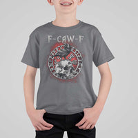 Funny F Caw F Viking Crow T Shirt For Kid Vegvisir Black Bird Gothic Skull Adult Humor - Wonder Print Shop