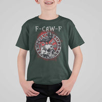 Funny F Caw F Viking Crow T Shirt For Kid Vegvisir Black Bird Gothic Skull Adult Humor - Wonder Print Shop
