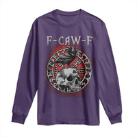 Funny F Caw F Viking Crow Long Sleeve Shirt Vegvisir Black Bird Gothic Skull Adult Humor - Wonder Print Shop