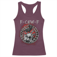 Funny F Caw F Viking Crow Racerback Tank Top Vegvisir Black Bird Gothic Skull Adult Humor - Wonder Print Shop