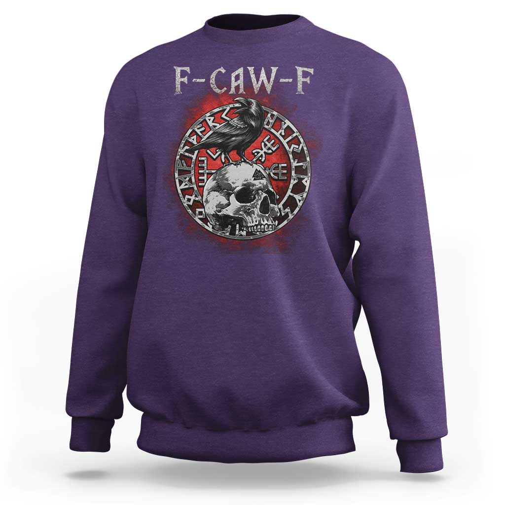 Funny F Caw F Viking Crow Sweatshirt Vegvisir Black Bird Gothic Skull Adult Humor - Wonder Print Shop
