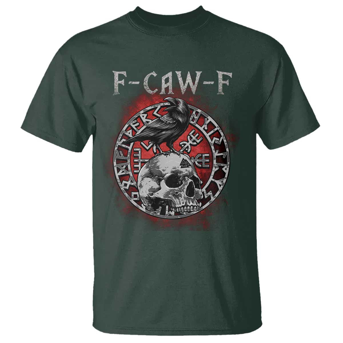 Funny F Caw F Viking Crow T Shirt Vegvisir Black Bird Gothic Skull Adult Humor - Wonder Print Shop