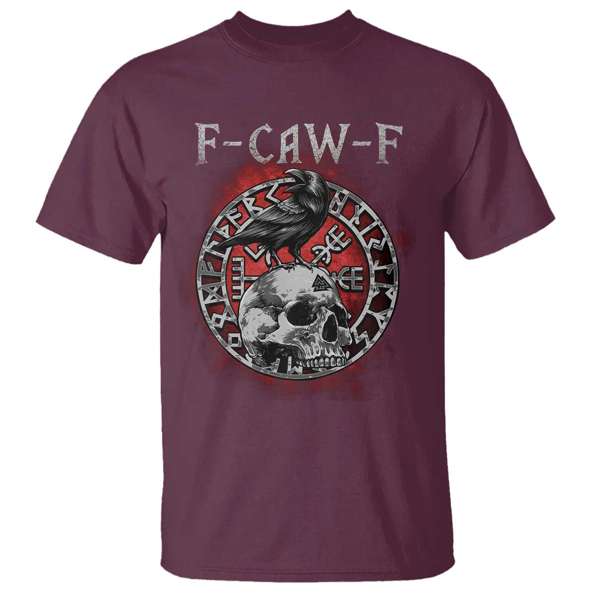 Funny F Caw F Viking Crow T Shirt Vegvisir Black Bird Gothic Skull Adult Humor - Wonder Print Shop