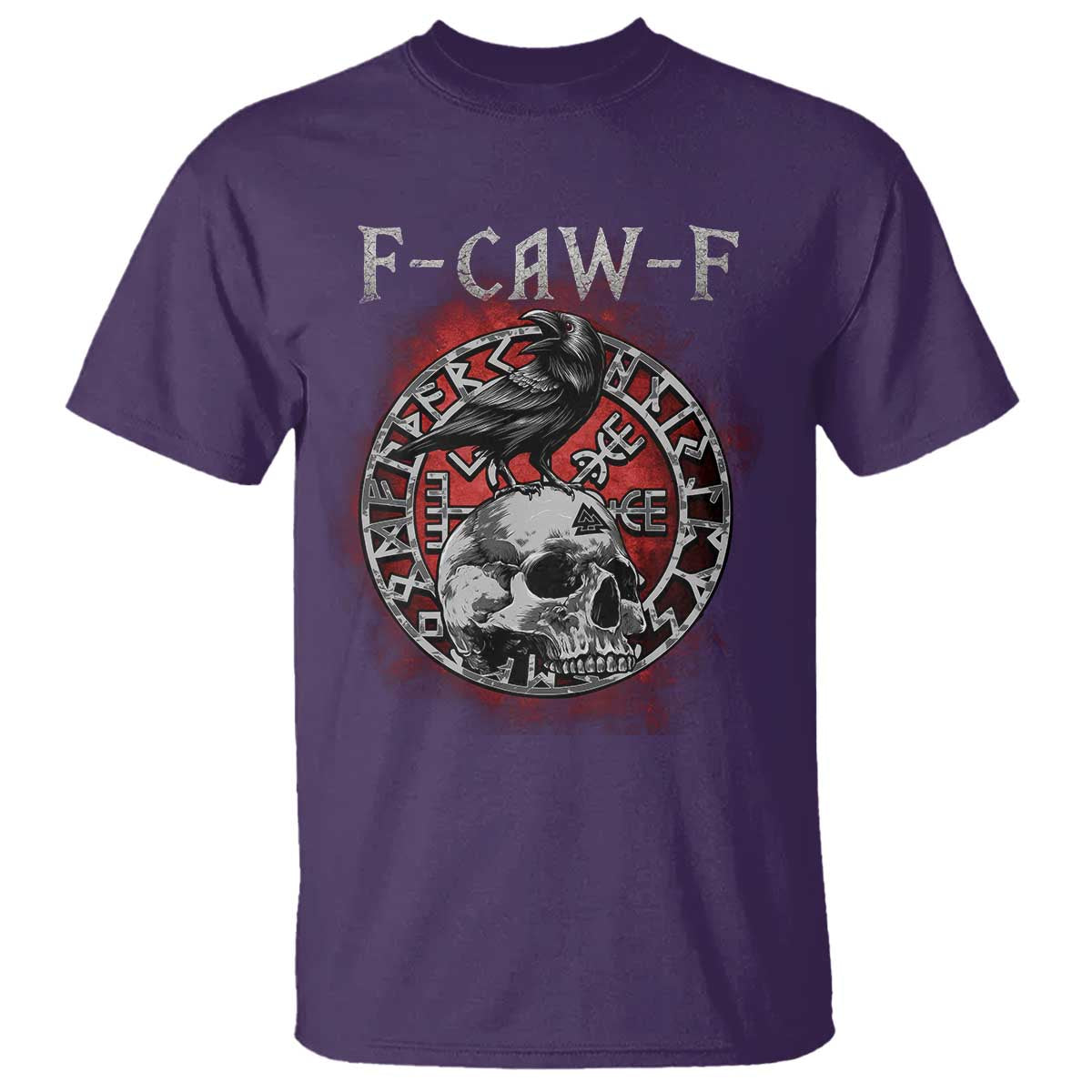 Funny F Caw F Viking Crow T Shirt Vegvisir Black Bird Gothic Skull Adult Humor - Wonder Print Shop