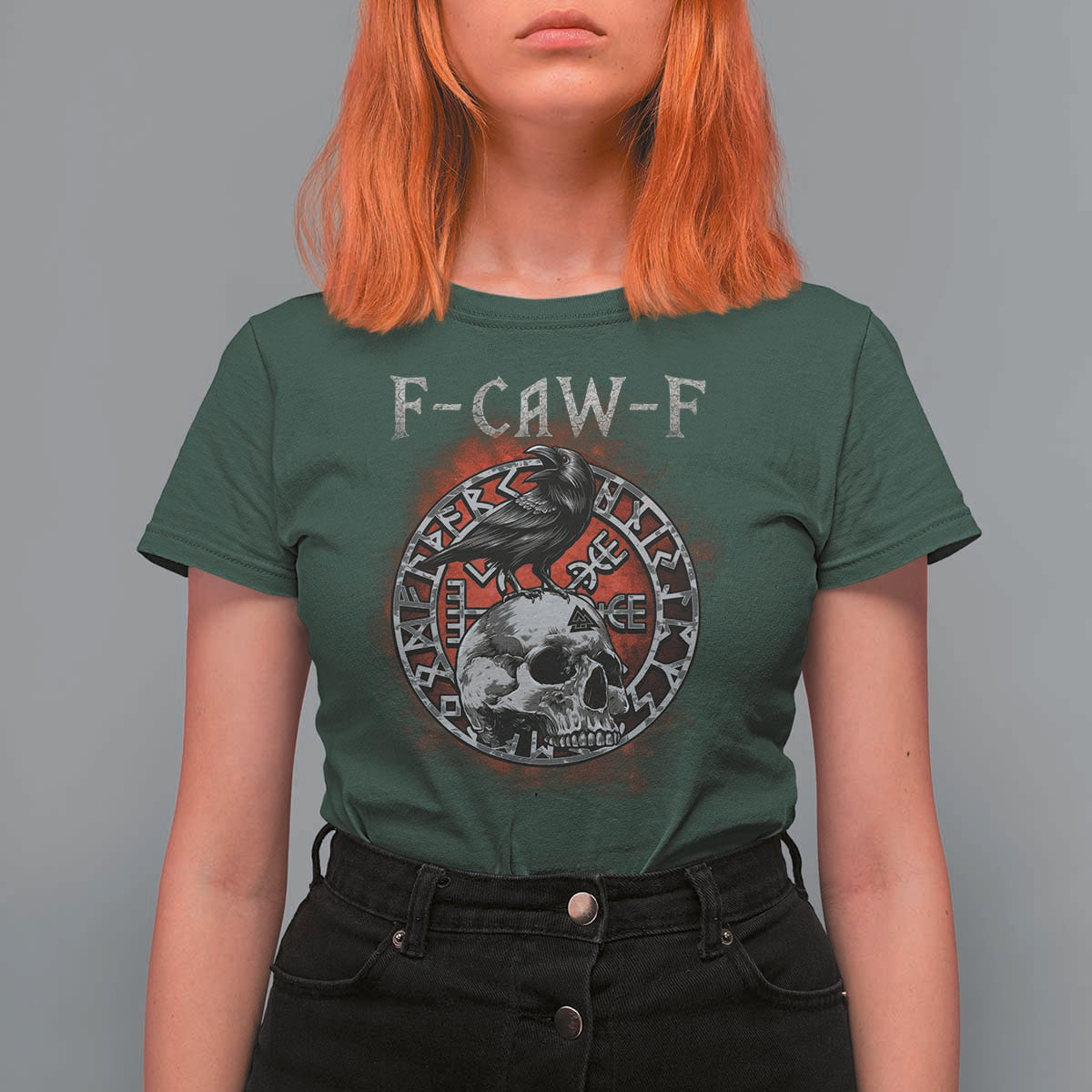 Funny F Caw F Viking Crow T Shirt For Women Vegvisir Black Bird Gothic Skull Adult Humor - Wonder Print Shop