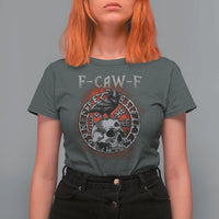 Funny F Caw F Viking Crow T Shirt For Women Vegvisir Black Bird Gothic Skull Adult Humor - Wonder Print Shop