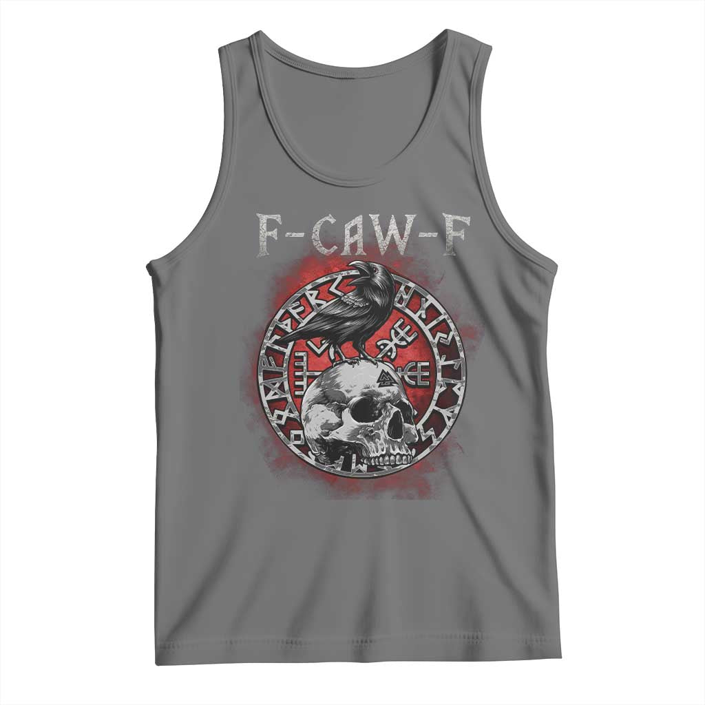 Funny F Caw F Viking Crow Tank Top Vegvisir Black Bird Gothic Skull Adult Humor - Wonder Print Shop