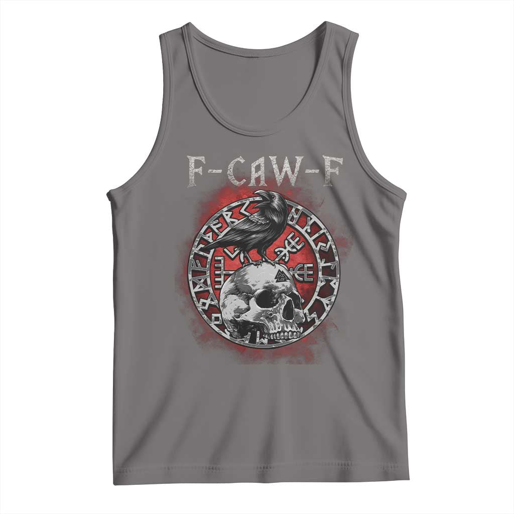 Funny F Caw F Viking Crow Tank Top Vegvisir Black Bird Gothic Skull Adult Humor - Wonder Print Shop