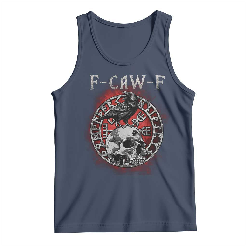 Funny F Caw F Viking Crow Tank Top Vegvisir Black Bird Gothic Skull Adult Humor - Wonder Print Shop