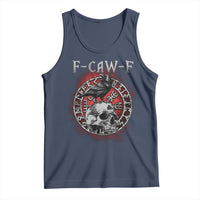 Funny F Caw F Viking Crow Tank Top Vegvisir Black Bird Gothic Skull Adult Humor - Wonder Print Shop