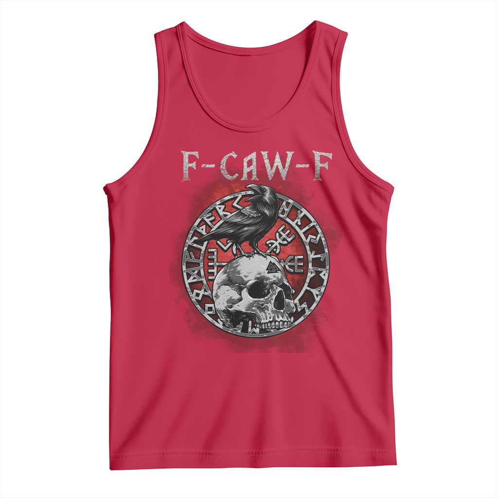 Funny F Caw F Viking Crow Tank Top Vegvisir Black Bird Gothic Skull Adult Humor - Wonder Print Shop